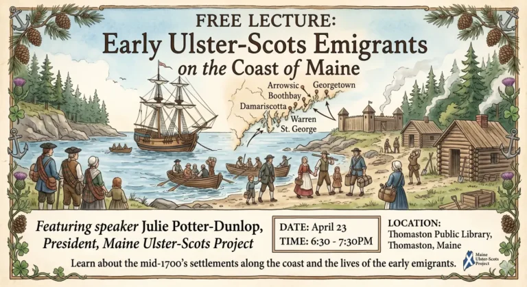 Free Lecture: Early Ulster-Scots Emigrants in Maine